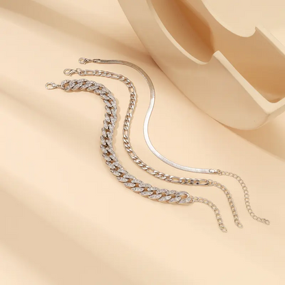 3pc Chunky Anklet Set