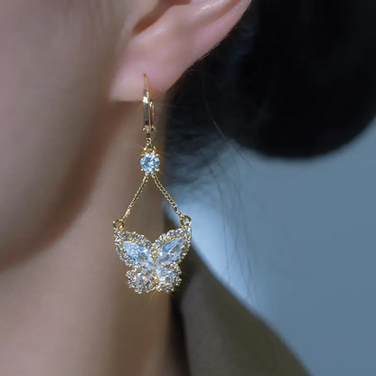 Inlaid Zircon Butterfly Earrings