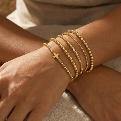 5pc Beaded Cross Bracelet Stack