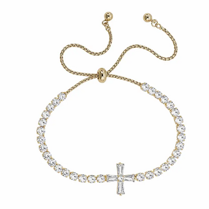 Dainty Stone Cross Bracelet