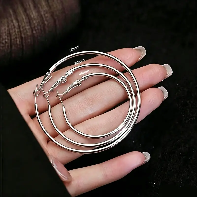 3 Pair Big Hoop Earrings