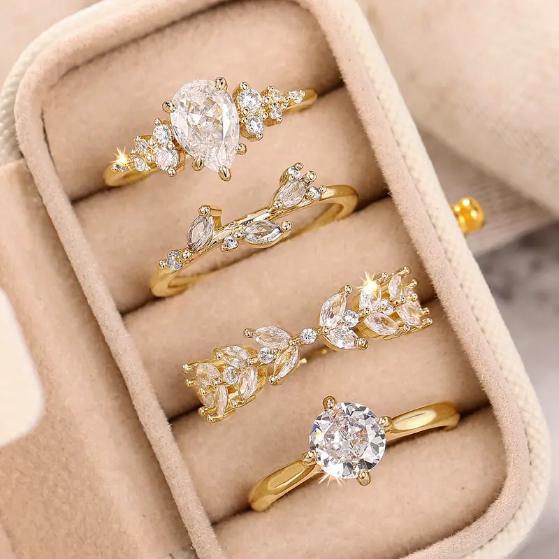 4pc Zirconia Stackable Ring Set
