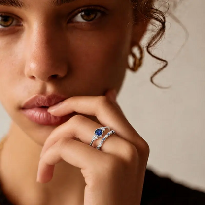 2pc Blue Stone Ring Set