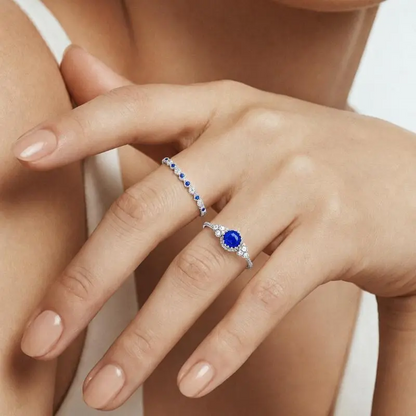 2pc Blue Stone Ring Set