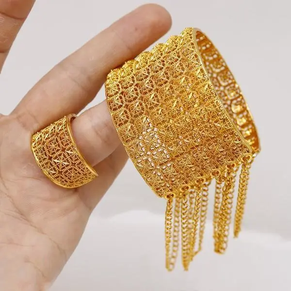 Dangling Tassel Bangle & Ring Set