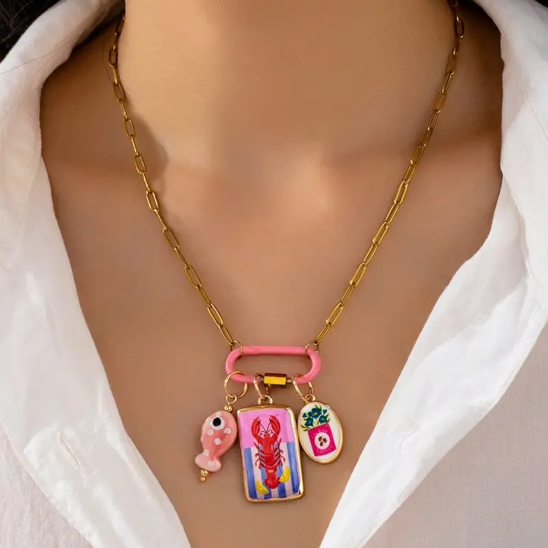 6pc Summer Carabiner Necklace