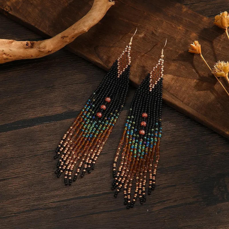 Boho Tassel Beaded Earrings