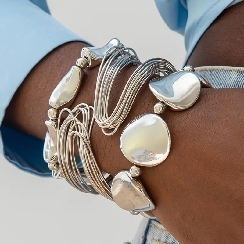3pc Irregular Geometric Bracelet Stack