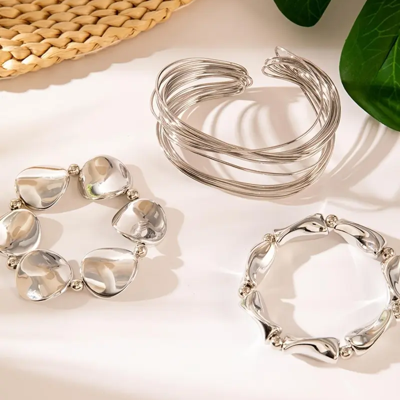3pc Irregular Geometric Bracelet Stack