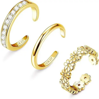 3pc Summer Toe Ring Set