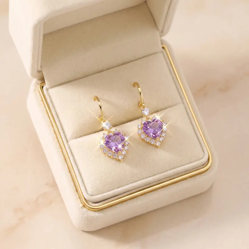 Pink Crystal Heart Earrings