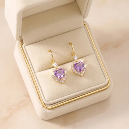 Pink Crystal Heart Earrings
