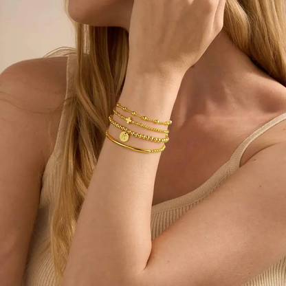 5pc Dainty Cross Initial Bracelet Stack