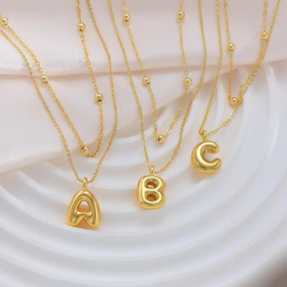 2pc Initial Bubble Necklace Set