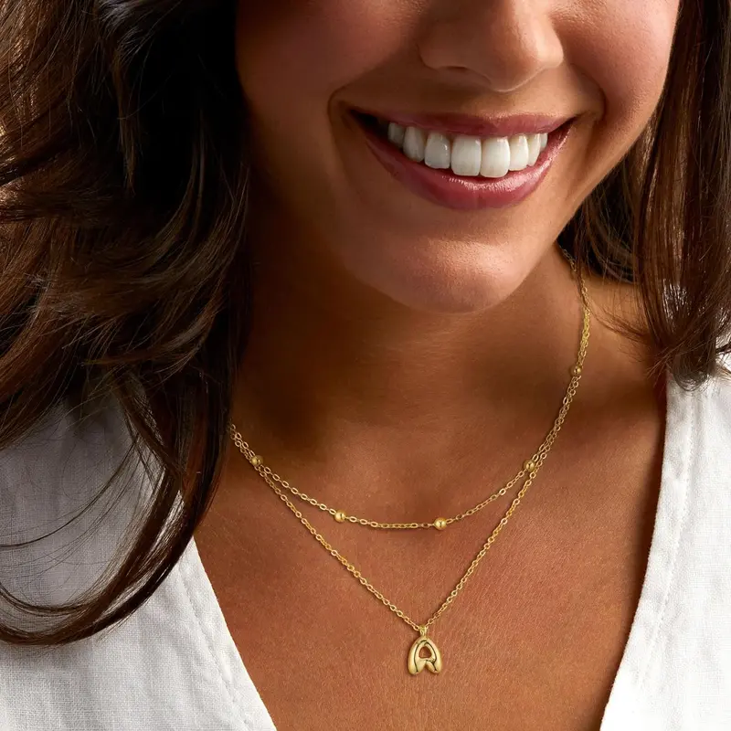 2pc Initial Bubble Necklace Set