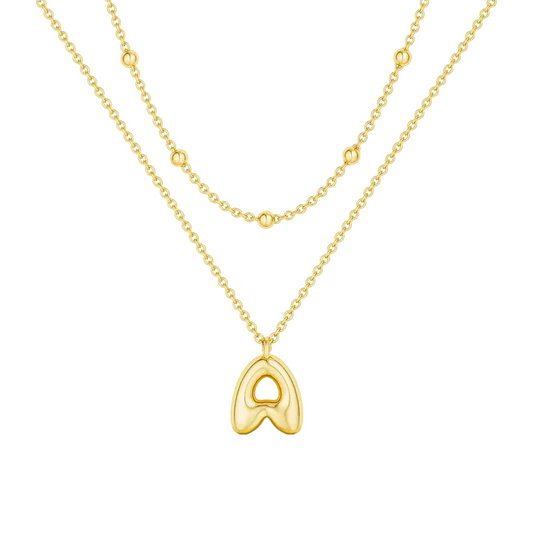 2pc Initial Bubble Necklace Set