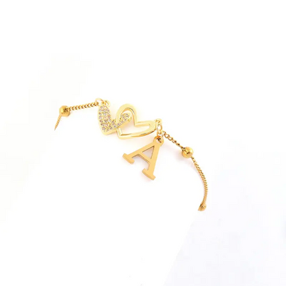Double Heart Initial Anklet