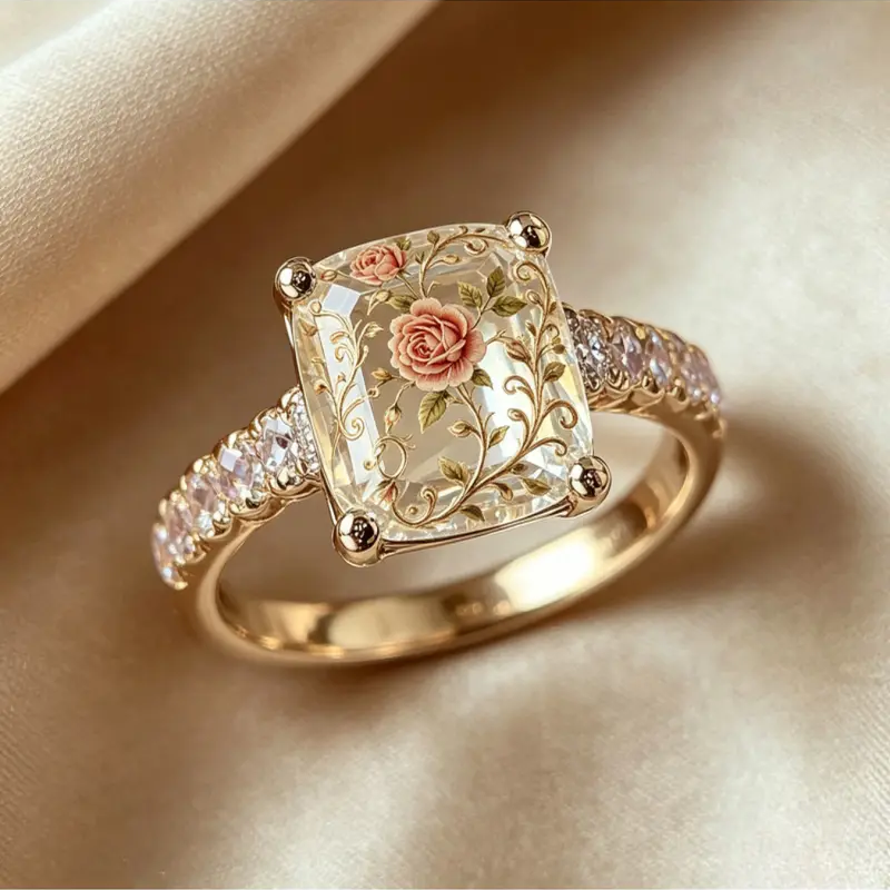 Vine Rose Square Ring