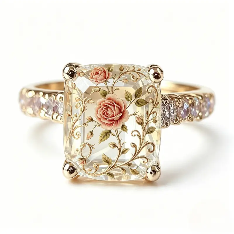 Vine Rose Square Ring