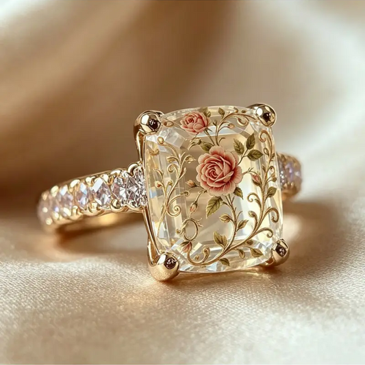 Vine Rose Square Ring