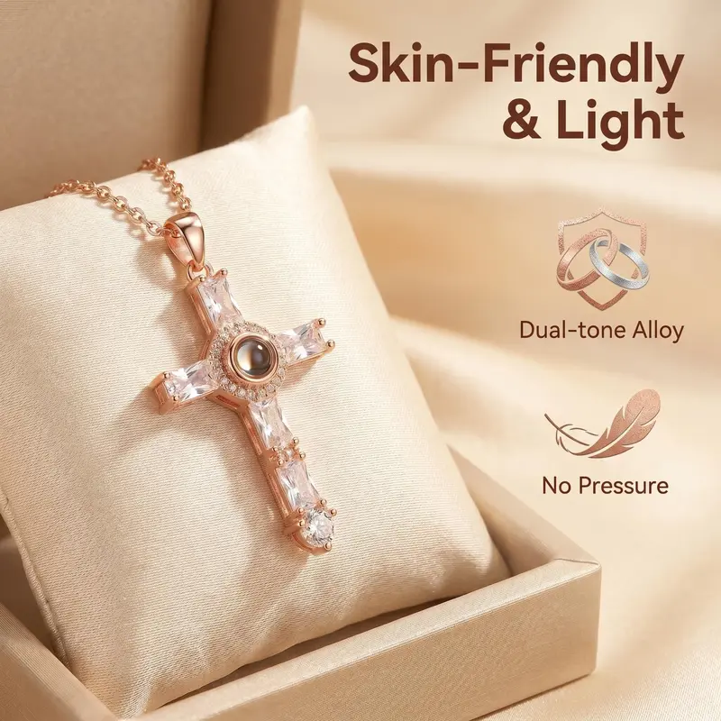 Lord's Prayer Cross Projection Necklace