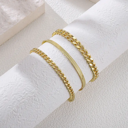 3pc Dainty Anklet Stack