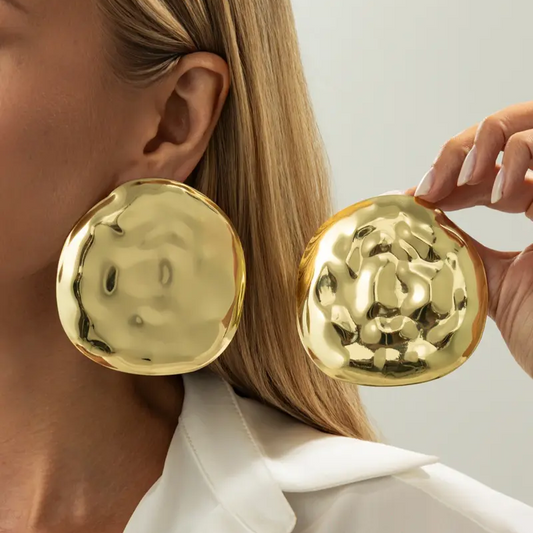Irregular Round Hammered Earrings