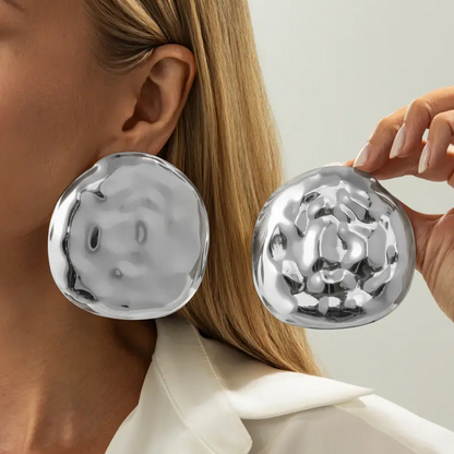 Irregular Round Hammered Earrings