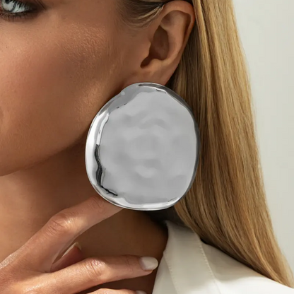Irregular Round Hammered Earrings