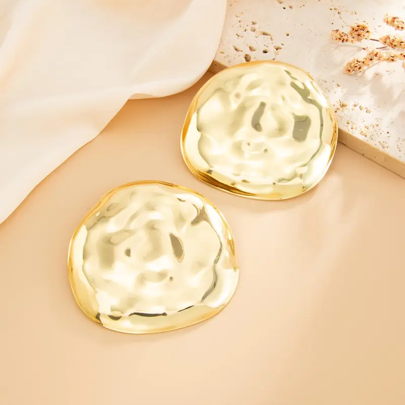 Irregular Round Hammered Earrings