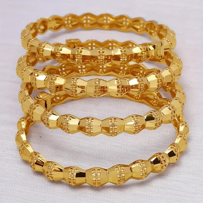 4pc Textured Hollow Bracelet Stack