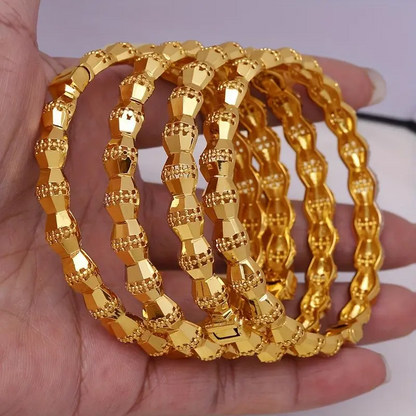 4pc Textured Hollow Bracelet Stack