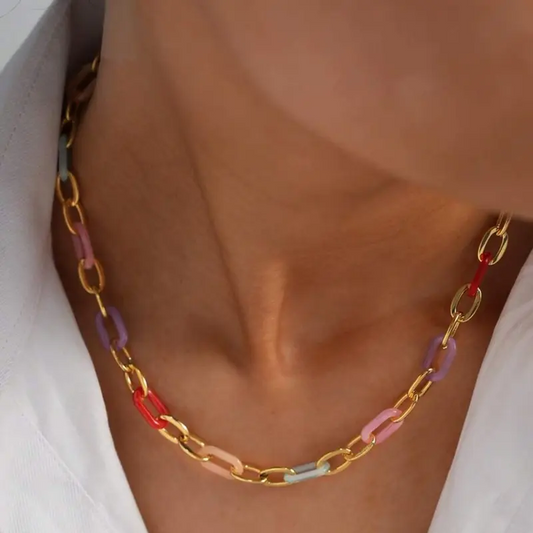 Alternating Color Paperclip Necklace