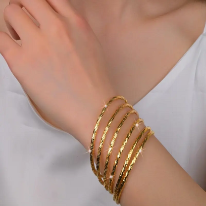 6pc Textured Stackable Bracelet Set