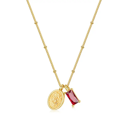 Birthstone Birth Flower Necklace