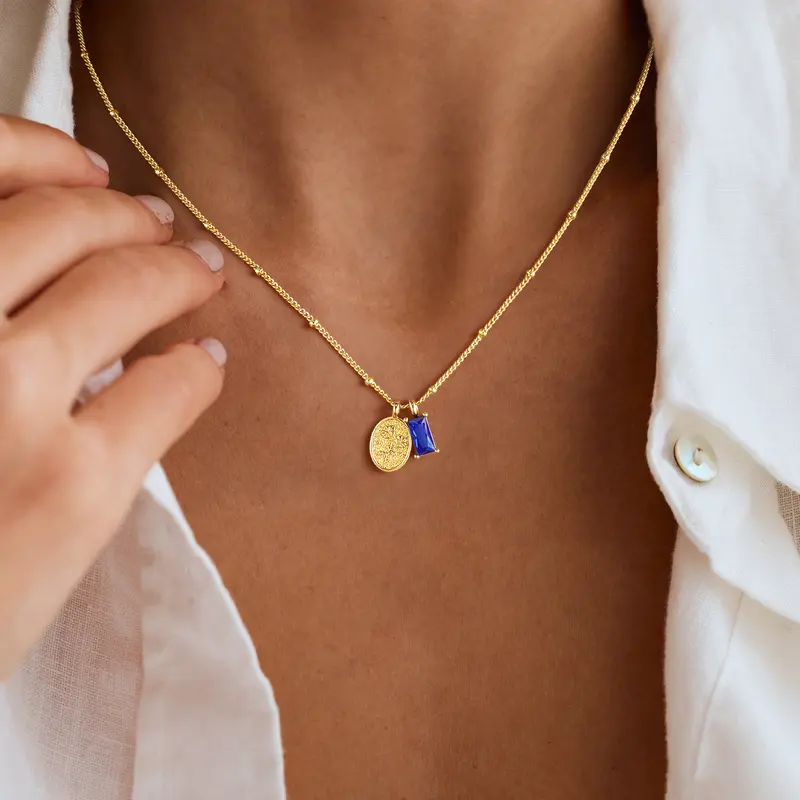Birthstone Birth Flower Necklace