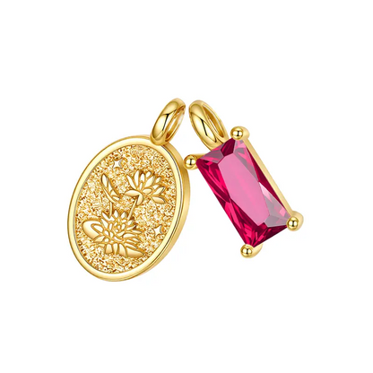 Birthstone Birth Flower Necklace