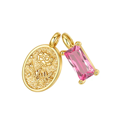 Birthstone Birth Flower Necklace