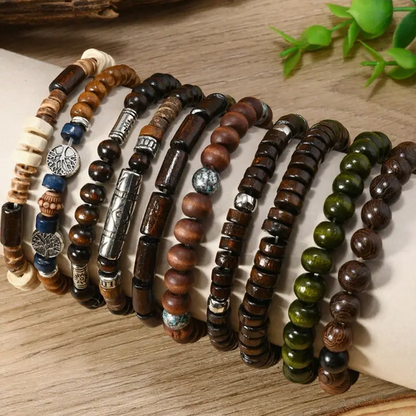 10pc Wooden Beaded Bracelet Set