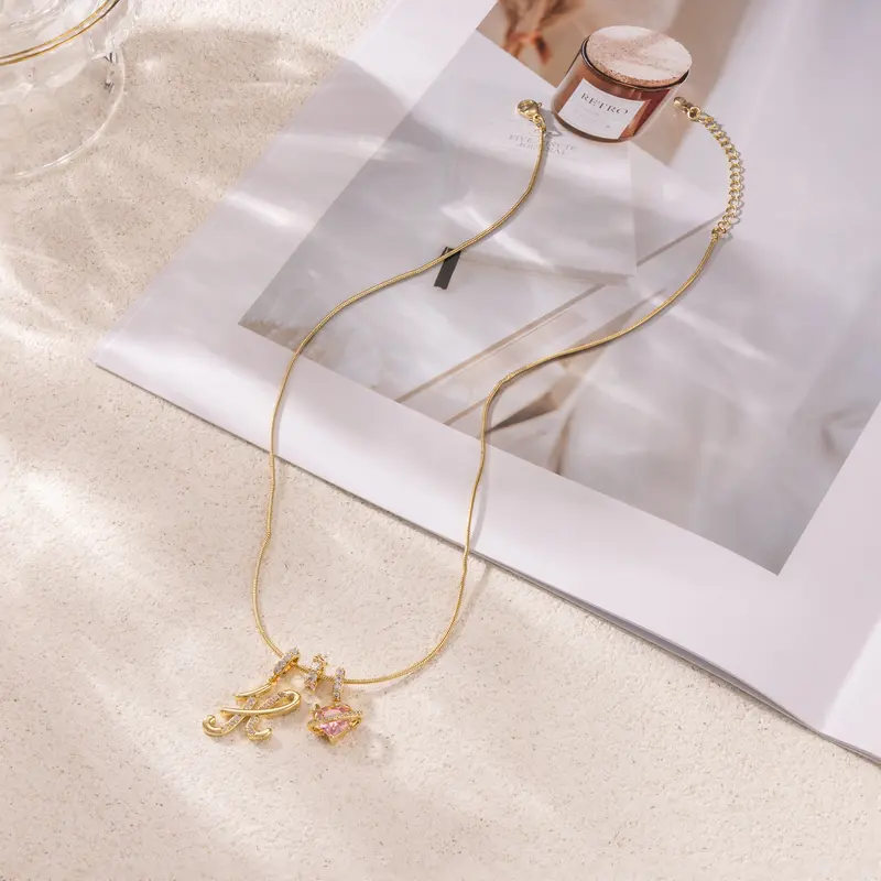 Initial Heart Charm Necklace
