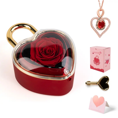 Heart Necklace With Rose Jewelry Box