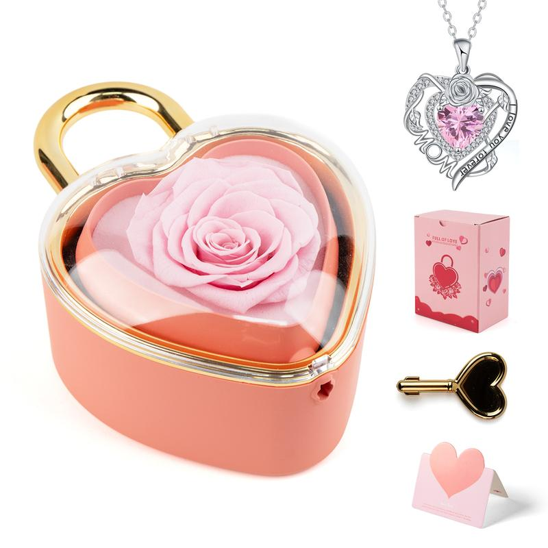 Heart Necklace With Rose Jewelry Box