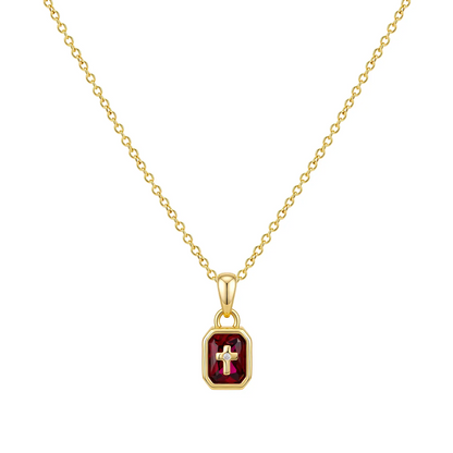 Cross Birthstone Necklace