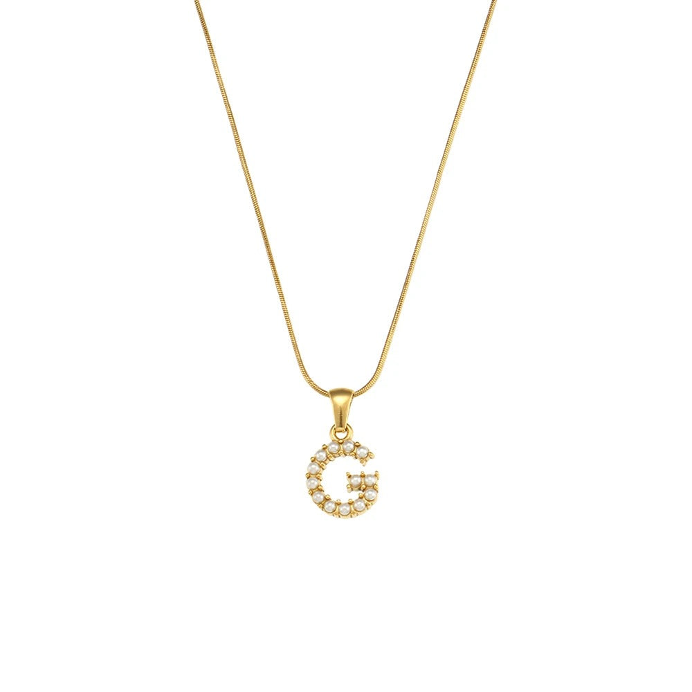 Pearl Letter Initial Necklace