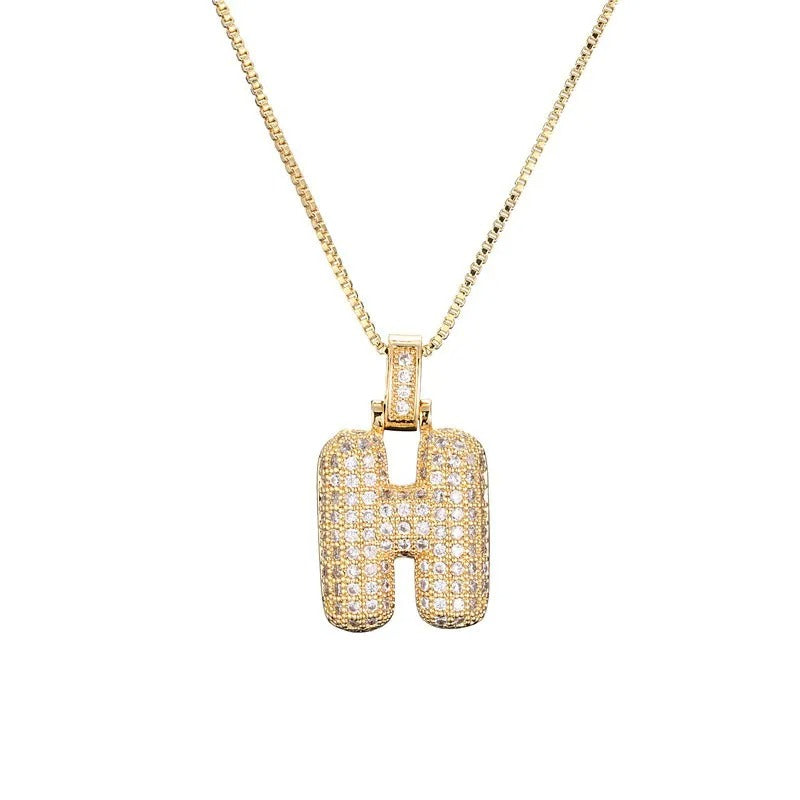 Diamond Bubble Initial Necklace