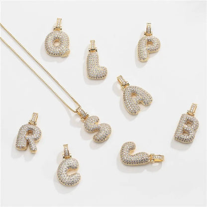 Diamond Bubble Initial Necklace