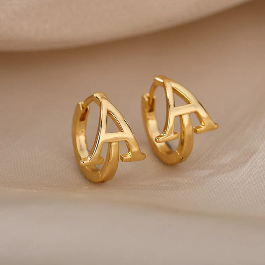 Minimal Initial Letter Stud Earrings