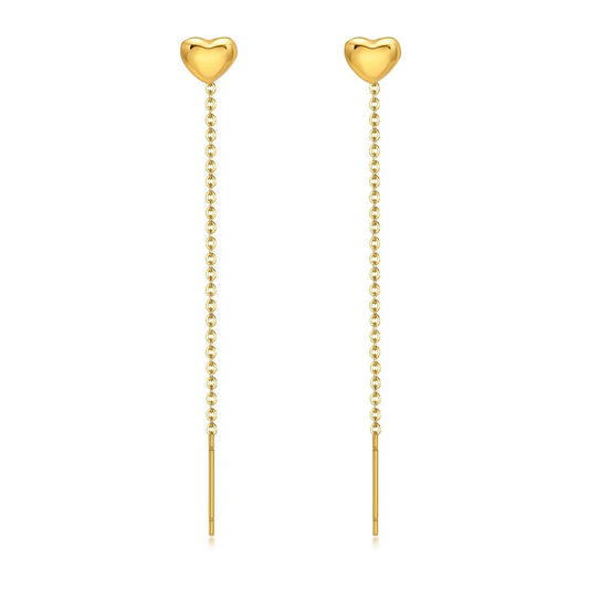 Long Tassel Heart Earrings