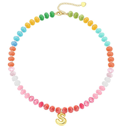 Initial Natural Stone Necklace