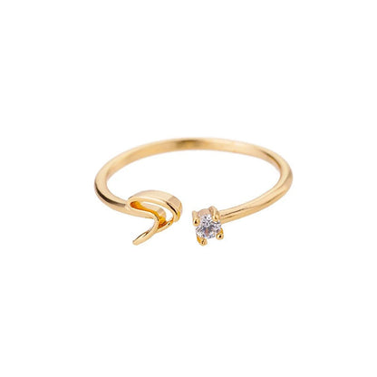 Adjustable Tiny Initial Letter Ring
